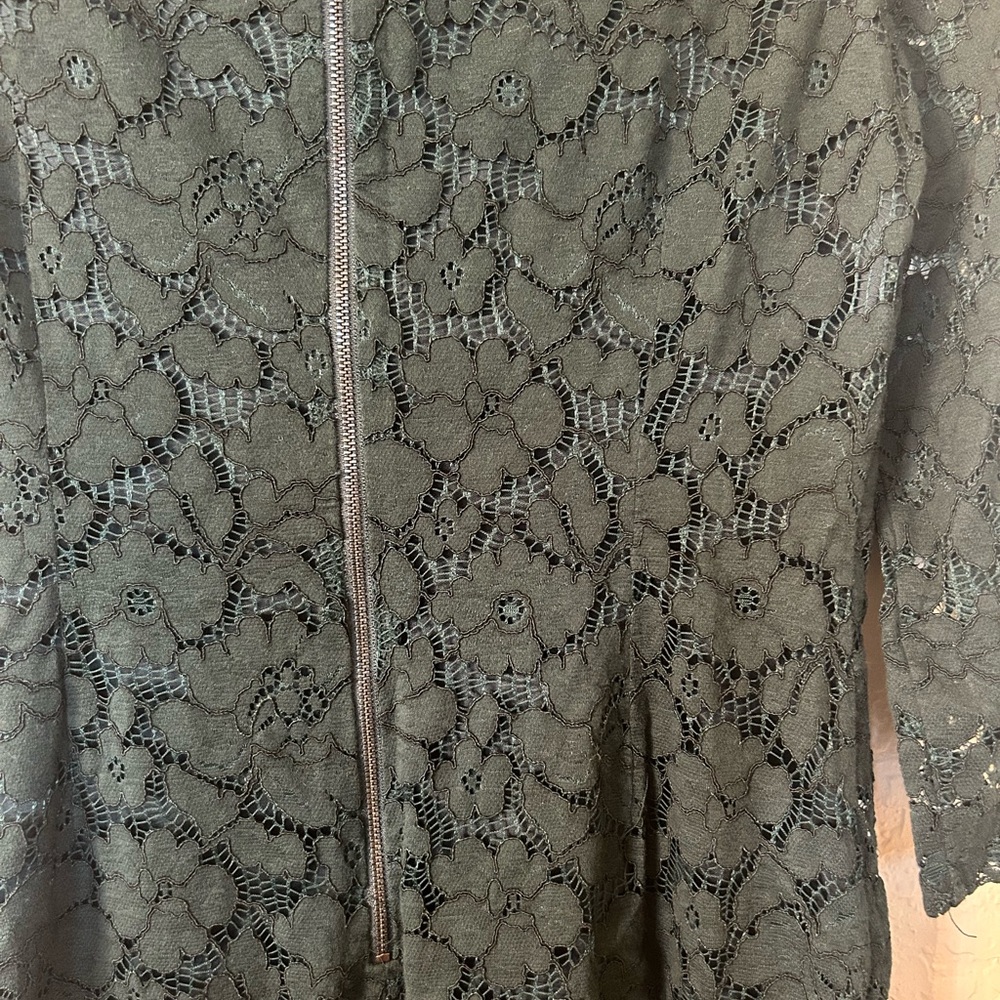 Vince Camuto Dark Green Lace Long Sleeve Dress - Picture 3 of 7